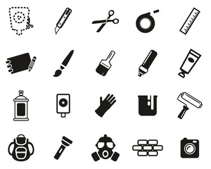 Obraz premium Stencil & Street Art Icons Black & White Set Big