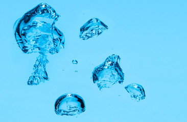 Blue water bubble background. Underwater splash in clear liquid.