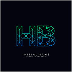 Letter HB abstract line art logo template.