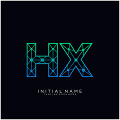 Letter HX abstract line art logo template.