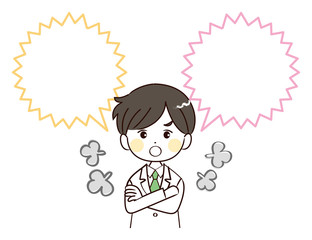 男性、医者、ふきだし、怒る