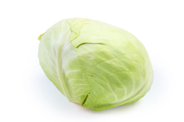 Head of the late white cabbage on a white background