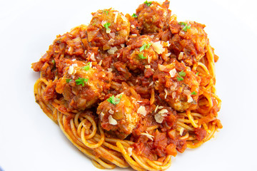 Spaghetti and Meatballs with Parmesan cheese