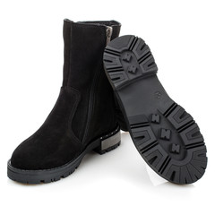 Black suede boots for girls isolated on white