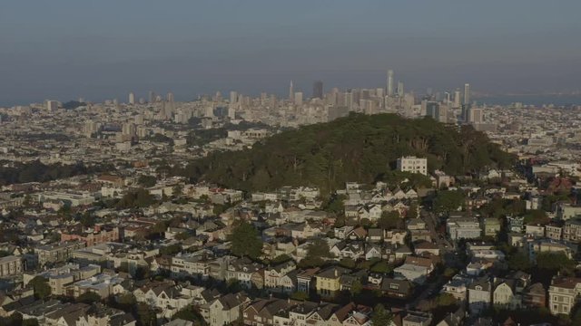 San Francisco Aerial v98 Looking northeast flying southeast with Haight Ashbury to Corona Heights cityscape views - December 2018