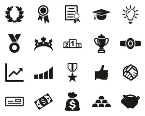 Naklejka premium Success & Achievement Icons Black & White Set Big