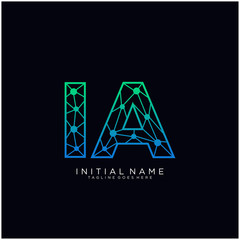 Letter IA abstract line art logo template. - obrazy, fototapety, plakaty
