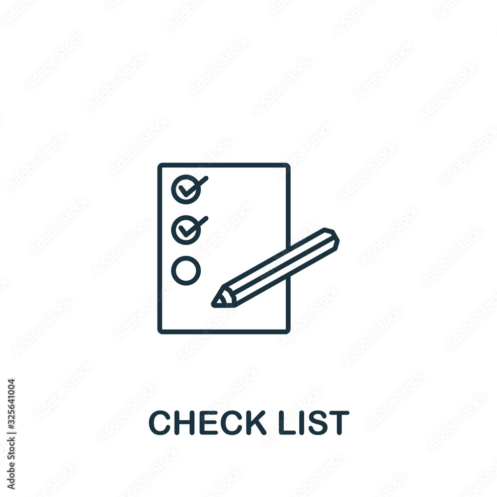Aufkleber check list icon from office tools collection. simple line check list icon for templates, web design 