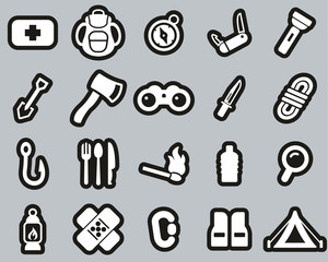 Survival Kit Icons White On Black Sticker Set Big