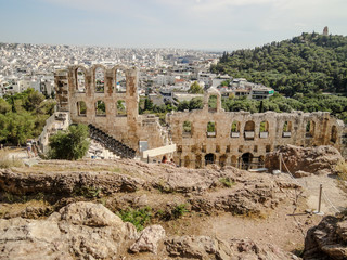 Fototapeta na wymiar Ruins along the way up to the Parthenon Acropolis in Athens, Greece.
