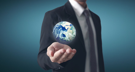 Globe ,earth in human hand. Earth image provided by Nasa