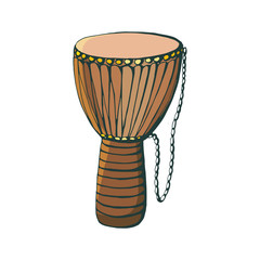 Hand drawn color vector Hawaiian tribal drum