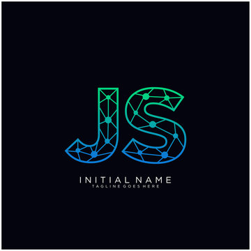 Letter JS abstract line art logo template.