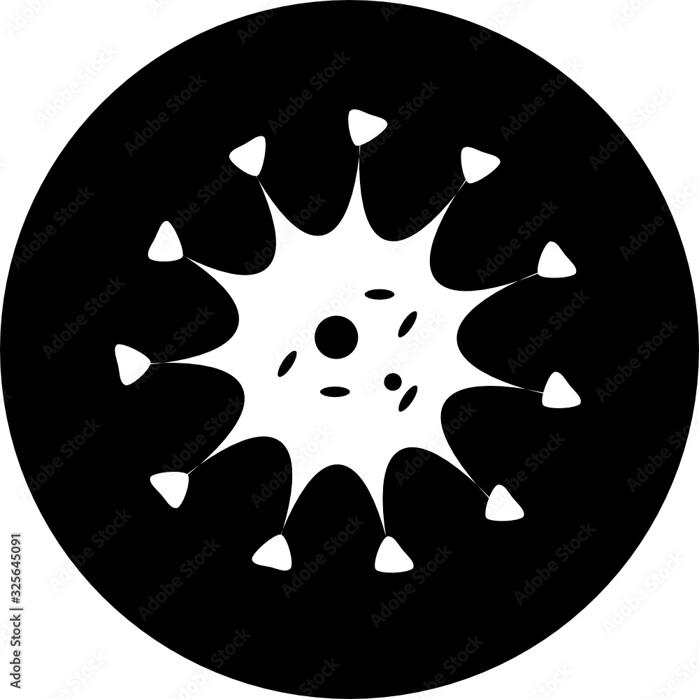 Poster corona virus in black circle icon. bacteria, microbes and virus sign and symbol in flat design healt