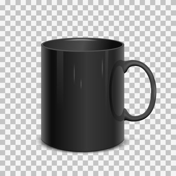 Realistic black cup. Template for mock up.