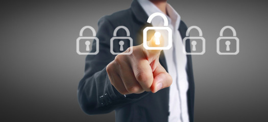 Hands touching button screen interface global connection customer networking