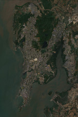 Fototapeta na wymiar Mumbai, also known as Bombay in India, seen from space - contains modified Copernicus Sentinel Data (2019)
