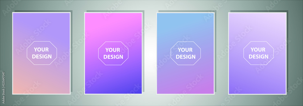 Poster set of abstract gradient banners. minimal style color background. template for wallpaper, mobile app
