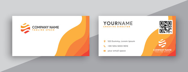 business cards design, orange business card template . editable business card vector . modern wavy style business card orange color