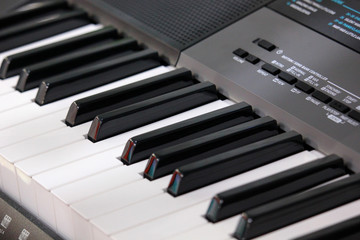 electronic piano keys close up