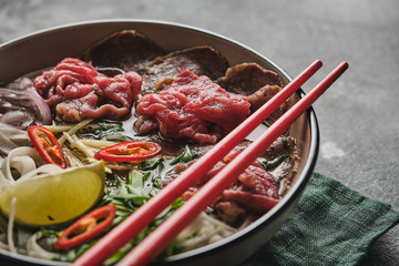 Vietnamese traditional soup pho bo.