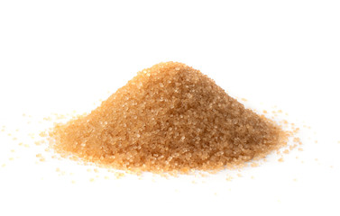 Raw Brown Cane Sugar Isolated on White Background
