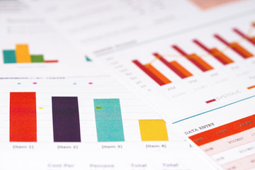 Charts Graphs spreadsheet paper. Financial development, Banking Account, Statistics, Investment Analytic research data economy, Stock exchange Business office company meeting concept.