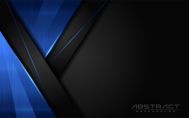 Modern dark background and blue lines in 3d abstract style. Futuristic background vector illustration.