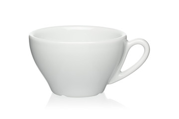 White porcelain cup for cappuccino isolated on a white background