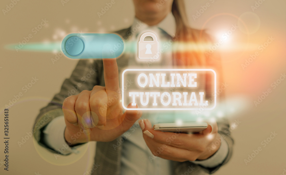 Poster conceptual hand writing showing online tutorial. concept meaning process of tutoring in an online or