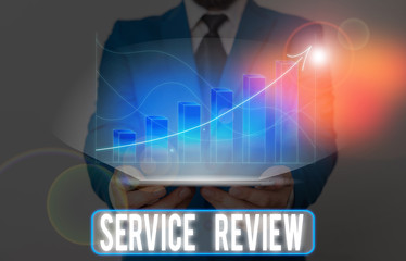 Word writing text Service Review. Business photo showcasing an option for customers to rate a...