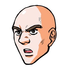 Oblique face of a man screaming