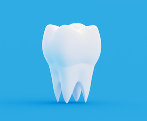 clean white healthy strong tooth molar, calcium and fluoride toothpaste. 3d illustration