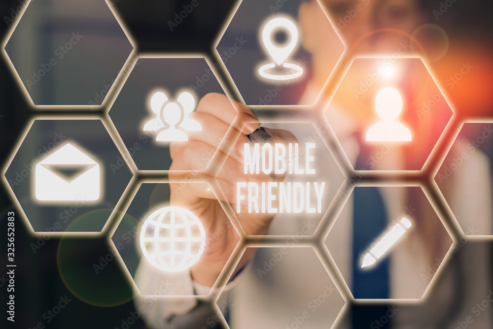 Poster writing note showing mobile friendly. business concept for website is designed to display on a mobil