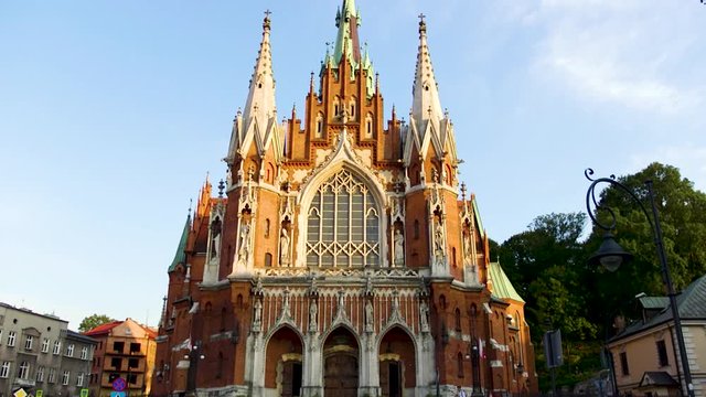 Masterpiece european gothic church on the square, front