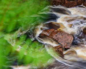 Water running over rocks, Helvetesfallet, Orsa, Dalarna, Sweden