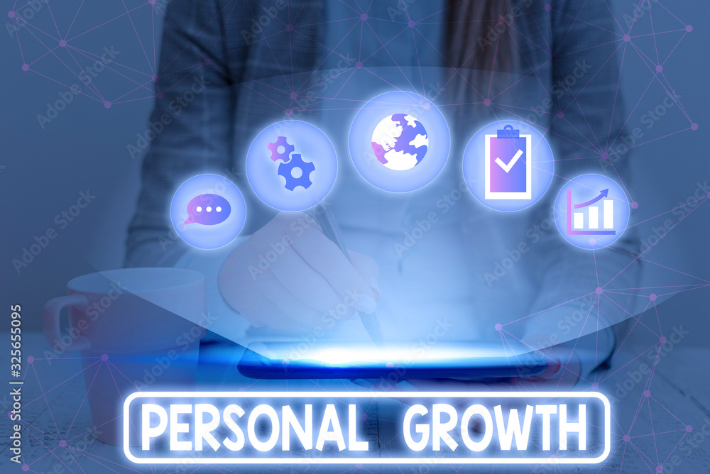 Poster text sign showing personal growth. business photo showcasing ongoing process of understanding and de