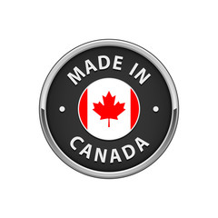 Made in Canada badge with Canadian flag