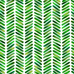 Behang Abstract naadloos patroon van geometrische vormen in heldergroen. Gestileerde bloemen plant takken in tropische stijl. Ornamentpenseelstreken van natuurlijke bladeren met behulp van een verloopnettechniek. © Olga.And.Design