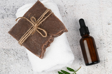 Flat layout for hygiene. Flat layout with accessories, spa cosmetics, bath salt, cream and towels. Skin Care, Natural Cosmetics
