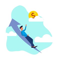 Successful businessman, Creative illustration of business vector graphics, financial services, cash back concepts, investments, currency exchange, savings accounts