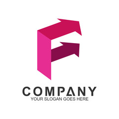 f letter logo concept with arrow shape