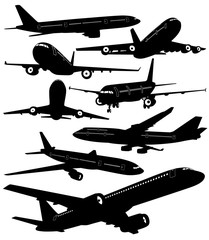 Collection of airliner silhouettes with details