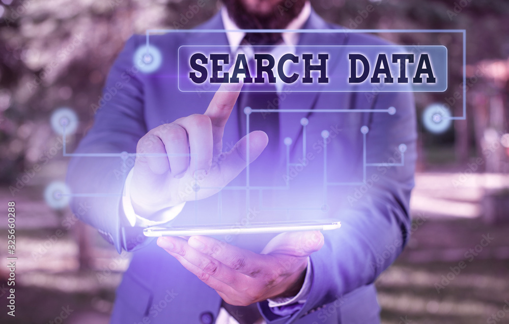 Aufkleber conceptual hand writing showing search data. concept meaning efficient retrieval of specific items f