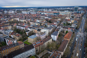 Luftbildaufnahme, Karlsruhe, Innenstadt, Zentrum, Baden-W&uuml;rttemberg, Germany, Februar 2020
