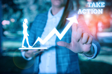 Text sign showing Take Action. Business photo showcasing to do something To act in order to get a...