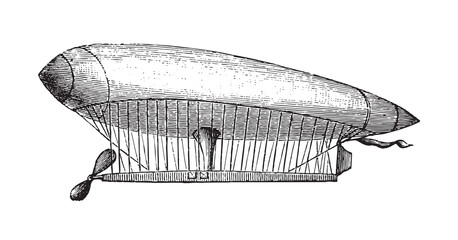Old zeppelin from 1884-1885 / vintage illustration from Brockhaus Konversations-Lexikon 1908 © Hein Nouwens