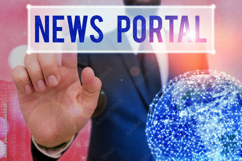 Aufkleber writing note showing news portal. business concept for designed website that brings information from
