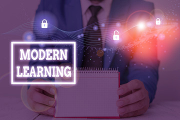 Word writing text Modern Learning. Business photo showcasing flexible and agile setup Innovative...
