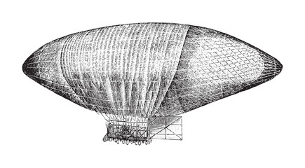 Old zeppelin from 1897 / vintage illustration from Brockhaus Konversations-Lexikon 1908 © Hein Nouwens